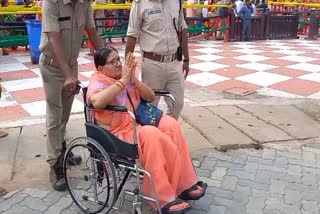 wheel chair arrangement for handicapped devotees on deva snana purnima