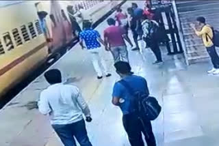 Indore woman trying to get off from moving train