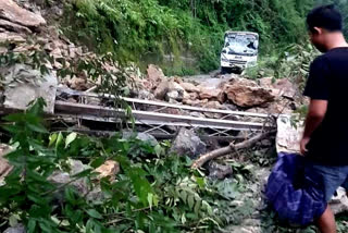 landslide in many places of Sikkim due to heavy Rain