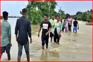 Flood in Nalbari Flood washes out road connecting  Hajo-Doulashal-Barpeta