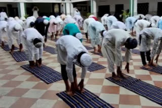 Students practice yoga at Madarsa in Lucknow on International Yoga Day