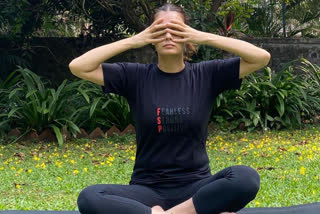 Actress perform yoga