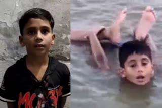 Yoga in Yamuna 8 year old Aakar Sahu did asanas in water  International Yoga Day Aakar Sahu did jal yoga  Aakar Sahu from Uttar Pradesh did jal yoga  8 year old boy did yogasanas in yamuna river in Sangam  യമുന നദിയിലെ യോഗ  വെള്ളത്തിൽ യോഗാസനങ്ങൾ ചെയ്‌ത് എട്ടുവയസുകാരൻ  യമുന നദിയിൽ യോഗ ചെയ്‌ത് ആകർ സാഹു  ഉത്തർപ്രദേശ് സ്വദേശി ആകർ സാഹു ജല യോഗ