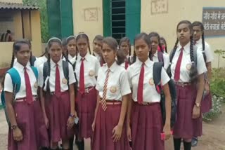students go to examination center with own money of Girls Residential School in Dhanbad
