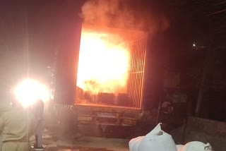 Fire in truck in Bharatpur