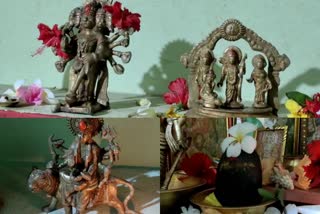 14 ancient idols unearthed from house in Odisha village  വീട്ടിനുള്ളിലെ ഭൂമി കുഴിച്ചപ്പോൾ ലഭിച്ചത് 14 പുരാതന വിഗ്രഹങ്ങൾ  14 antique idols were unearthed from a house at Nahabhanga village in Biribati area  ഒഡീഷയിലെ വീട്ടിൽ നിന്ന് പുരാതന വിഗ്രഹങ്ങൾ കണ്ടെത്തി  ancient idols found from house in Odisha