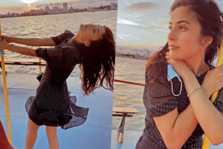 Shehnaaz Gill enjoys sunset on a yacht