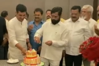 Rebel Shiv Sena MLA celebrates birthday cuts cake in Guwahati hotel