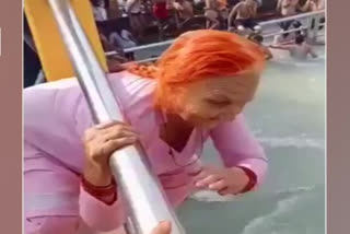 70-year-old grandmother jumps in Ganga river at Har Ki Pauri in Haridwar