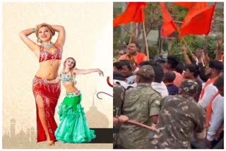 bajrang dal Protest against Battle of Belly Dancers program