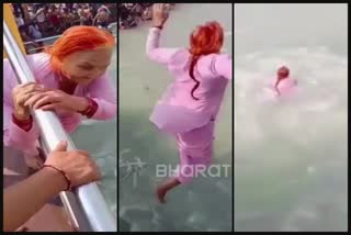 Elderly woman of Haryana jump in Ganga