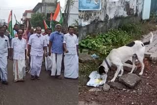 എംഎൽഎ നിയമസഭയിൽ പട്ടിയെന്ന് വിളിച്ചെന്ന് ആരോപണം  എംഎൽഎ പി പി ചിത്തരഞ്ജൻ നിയമസഭയിൽ പട്ടിയെന്ന് വിളിച്ചെന്ന് ആരോപണം  നിയമസഭ സമ്മേളനം  പട്ടിക്ക് ഭക്ഷണം നൽകി കോൺഗ്രസ് പ്രതിഷേധം  കോൺഗ്രസ് പ്രവർത്തകരുടെ വ്യത്യസ്‌തമായ സമരം  ആലപ്പുഴ എംഎൽഎ പി പി ചിത്തരഞ്ജൻ  ആലപ്പുഴ എംഎൽഎ പി പി ചിത്തരഞ്ജനെതിരെ ആരോപണം  കെപിസിസി ജനറൽ സെക്രട്ടറി എ എ ഷുക്കൂർ  CONGRESS PROTEST IN ALAPPUZHA  CONGRESS PROTEST AGAINST PP CHITHARANJAN MLA IN ALAPPUZHA  ALAPPUZHA MLA PP CHITHARANJAN  CONGRESS PROTEST AGAINST PP CHITHARANJAN MLA IN ALAPPUZHA