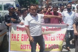 Jal Shakti Employees Protest in Doda