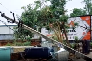 Heavy rain in Bharatpur caused electric poles and transformers fell down