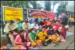 Women health workers strike in Shimla