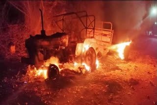Naxalites set fire three tractors in Chaibasa