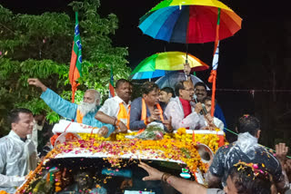 Shivraj Road Show in Satna Rain