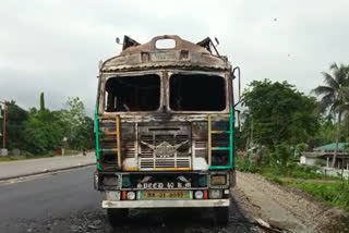 Unidentified miscreants torched two seized trucks in Gohpur's Helem