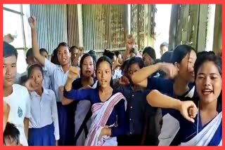 Students and parents protest in Majuli