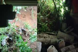 Murikkassery landslide partially collapsed house  മുരിക്കാശേരിയില്‍ മണ്ണിടിഞ്ഞ് വീടിന്‍റെ ഒരുഭാഗം തകര്‍ന്നു  മുരിക്കാശേരി പതിനാറാംകണ്ടത്ത് മണ്ണിടിഞ്ഞ് വീടിന് കേടുപാട്  ഇടുക്കി ഇന്നത്തെ വാര്‍ത്ത  idukki todays news  landslide in Murikkassery idukki