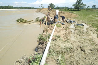 embankment erosion in gabharu river at dhekiajuli