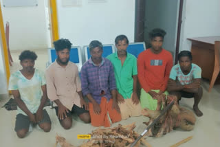 Sandalwood theft forest department Arrest  forest department while cutting sandalwood trees  ചന്ദനമരം മുറിക്കുന്നതിനിടെ ആറുപേര്‍ പിടിയില്‍  ചന്ദനമോഷണ സംഘം പിടിയില്‍