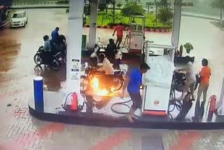 bike caught fire in panchkula