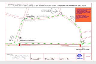 Traffic diverted due to metro work in Bhopal