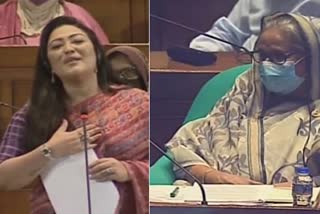 Bangladesh parliamentarian Momtaz Begum sings at the parliament