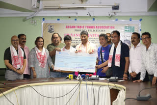 Minister Pijush Hazarika at felicitation ceremony of Priyanuj Bhattacharya