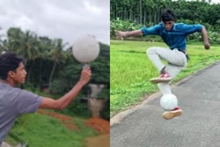 A 19-year-old boy who excells in Freestyle Football skills