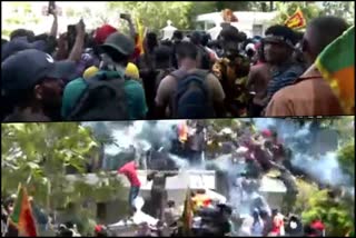 Protests erupt outside PM residence in Colombo