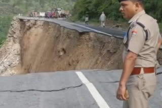 The eroded portion of the highway