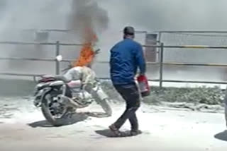 bike burns in dibrugarh town