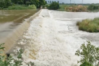 கன மழை காரணமாக வீரபாண்டி ஆற்றில் வெள்ளப்பெருக்கு