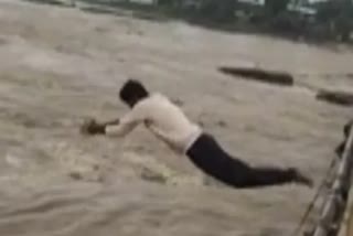 stunts in flood waters in Malegaon