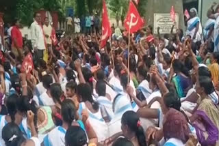Asha workers besieged the ITDA office at parvathipuram manyam