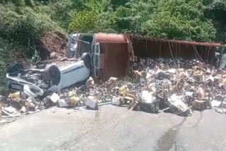 Beer loaded truck overturned near Gambharpul