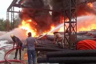 Massive fire in plastic pipe factory