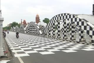 Chennai Napier Bridge Painted like a Chess Board