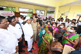 CM KCR met flood effected people at ramannagudem