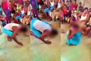 Youth forced to lick spit In Begusarai panchayat  Accused of theft  no police complaint lodged  Youth forced to lick spit at panchayat meeting by accusing theft  മോഷണം ആരോപിക്കപ്പെട്ട യുവാവിന് വിധിച്ചത് തുപ്പല്‍ നക്കല്‍ ശിക്ഷ  ബെഗുസാരായി ബിഹാര്‍