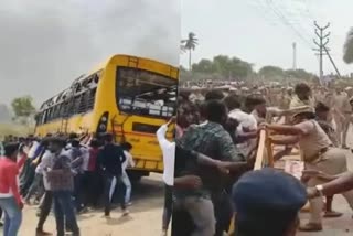 Tamil Nadu violence  Two teachers detained for student death  kallakurichi student death  plus two student suicide in kallakurichi  കല്ലാക്കുറിച്ചി പ്ലസ് ടു വിദ്യാർഥി ആത്മഹത്യ  കല്ലാക്കുറിച്ചി പ്രതിഷേധം രണ്ട് അധ്യാപകർ കസ്റ്റഡിയിൽ