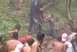 Youths fighting in Dugarwadi waterfall area