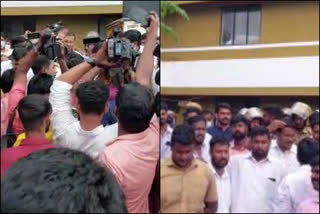 KS Sabarinathan arrest protest in Shangumugham  police arrest against KS Sabarinathan  youth congress protest in Shangumugham  ശബരിനാഥന്‍റെ അറസ്റ്റില്‍ ശംഖുമുഖത്ത് നാടകീയ രംഗങ്ങള്‍  ശബരിനാഥന്‍റെ അറസ്റ്റിനെതിരെ ഷാഫി പറമ്പില്‍