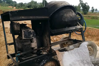 Criminals burnt machine at culvert construction site in Latehar