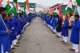 TMC workers towards Esplanade for 21 July Rally