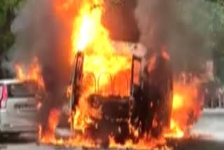 Narrow escape for 21 school kids as bus catches fire
