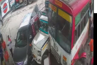 Watch : Roadways bus rammed into a petrol pump, left several injured