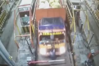 Truck hits toll booth worker madurai